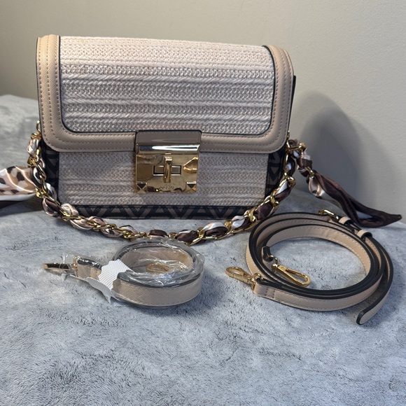 Aldo Cailla Mini Woven Satchel - Tan/Brown - Like New - Picture 12 of 12